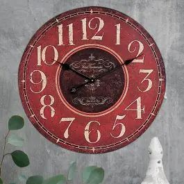 Large Round Red Wall Clock Cheap