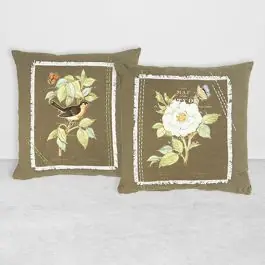 Buy Direct Appliqued and Embroidered Floral Accent Pillow Set of 2