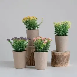 Buy Online Faux Flowers in Paper Pots Set of 4