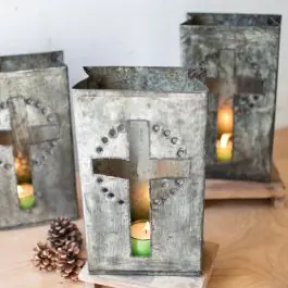 Special Offer Recycled Metal Cross Candle Holder Set of 6