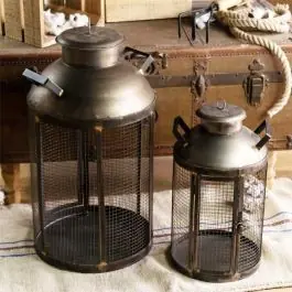 Factory Price Metal Cage Candle Lantern Set of 2
