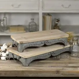 Wood and Metal Tray Risers Set of 2 Exclusive Offer