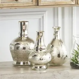 Etched Mercury Glass Bud Vase Set of 3 Exclusive Offer