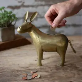 Recycled Brass Plated Donkey Bank Direct From Factory
