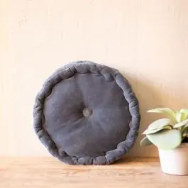 Last Chance Round Velvet Steel Blue Pillow Cushion