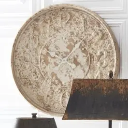Distressed Embossed Metal Wall Clock Free Shipping