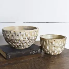 Reduced Price Decorative Carved Wood Bowl Set of 2