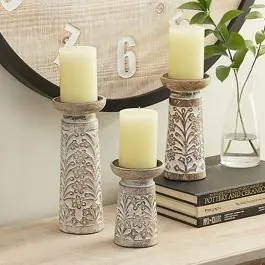 Super Sale Floral Texture Candle Stands Set of 3