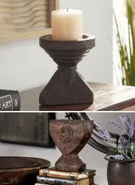 Direct From Manufacturer Reversible Etched Wood Candle Holder