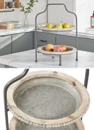 Final Sale Tiered Metal Tray With Wood Edge