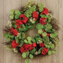 Decorative Farmhouse Geranium Wreath Fresh Stock