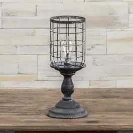 Rustic Farmhouse Pedestal Basket LED Lantern Buy Today