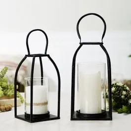 Simple Metal Candle Lantern Set of 2 Trending