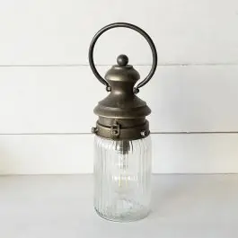 Fresh Stock Ribbed Glass Handled LED Lantern