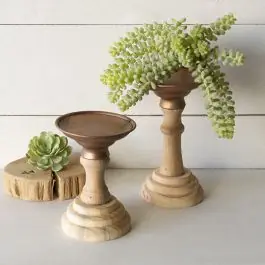 Next Day Delivery Duotone Wood Candle Holder Set of 2