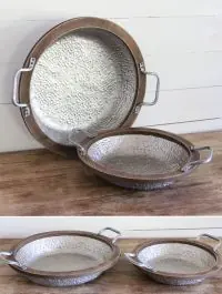 Wood Frame Round Tray Set of 2 Hot Picks