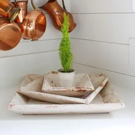 Pale Wood Farmhouse Tray Set of 3 Low Price