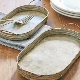 Metal Oval Decorative Trays Set of 2 High Quality