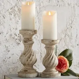 Distressed Farmhouse Candle Holder Set of 2 Hassle-Free Returns