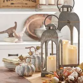 Factory Price Galvanized Metal Candle Lantern Set of 2