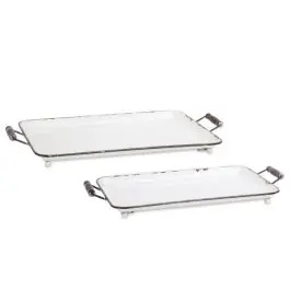 Weathered Edge Metal Tray With Handles Set of 2 Must Have