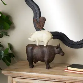 Triple Stacked Farm Animal Totem Statue High Quality