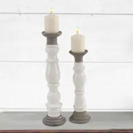 Best Seller Neutral Tones Ceramic Candle Holder Set of 2