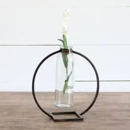 Handmade Bud Vase in Metal Circle