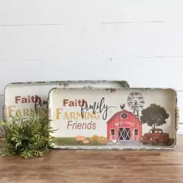 Faith Family Friends Decorative Tray Set of 2 Authentic