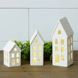 Lighted Stoneware House Set of 3 Express Delivery