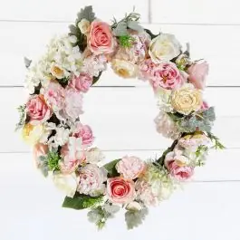 Cottage Chic Mixed Floral Wreath Weekend Sale