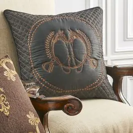 Embroidered Horse Crest Pillow Last Chance