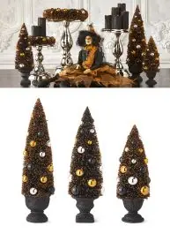Dark Bottlebrush Trees With Urns Set of 3 Special Offer