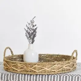 Flash Sale Farmhouse Chic Handled Seagrass Tray