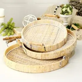 Round Wicker Nesting Tray Set of 3 While Supplies Last