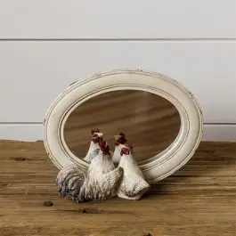 Rooster and Hen Oval Table Mirror Fast Shipping