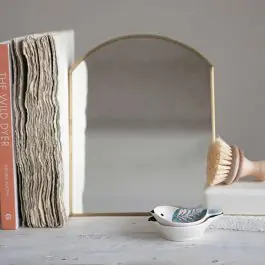 Brass Finish Table Mirror On Stand Buy Direct