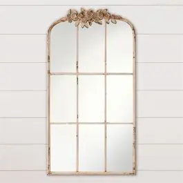 Fresh Stock Weathered Floral Windowpane Mirror