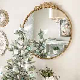Baroque Inspired Style Gold Mirror 30 Inch Wholesale