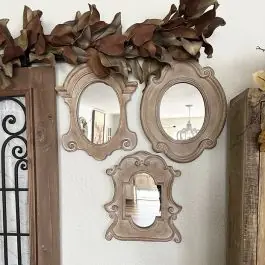 Distressed Scrolled Edge Mirror Set of 3 Worldwide Shipping