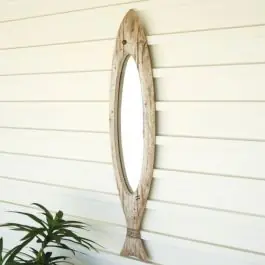 Latest Coastal Cottage Carved Wood Fish Mirror
