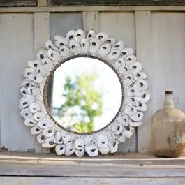 Free Shipping Oyster Framed Round Wall Mirror
