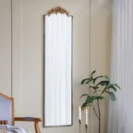 Distressed Arched Full Length Mirror with Floral Crown Instant Buy