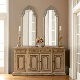 Curved Carved Wood Full Length Mirror Bargain