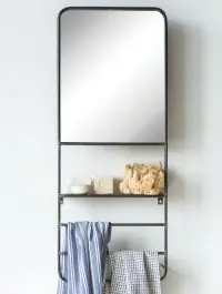 Metal Wall Mirror With Shelf And Rods Instant Buy
