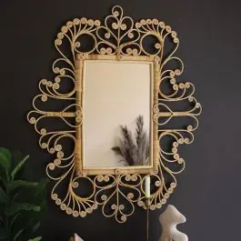 Elegant Accents Ornate Rattan Wall Mirror Free Returns