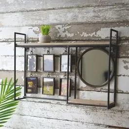 Express Delivery Industrial Wall Shelf With Mirror And Photo Frames