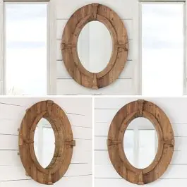Rustic Wood Frame Oval Wall Mirror | SHIPS FREE Special Offer