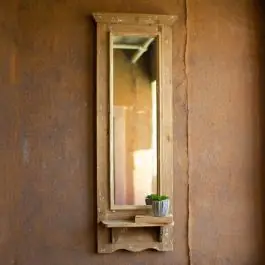 Wood Framed Accent Mirror With Shelf Weekend Sale