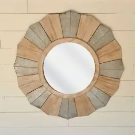 Fir Wood and Iron Round Mirror Latest